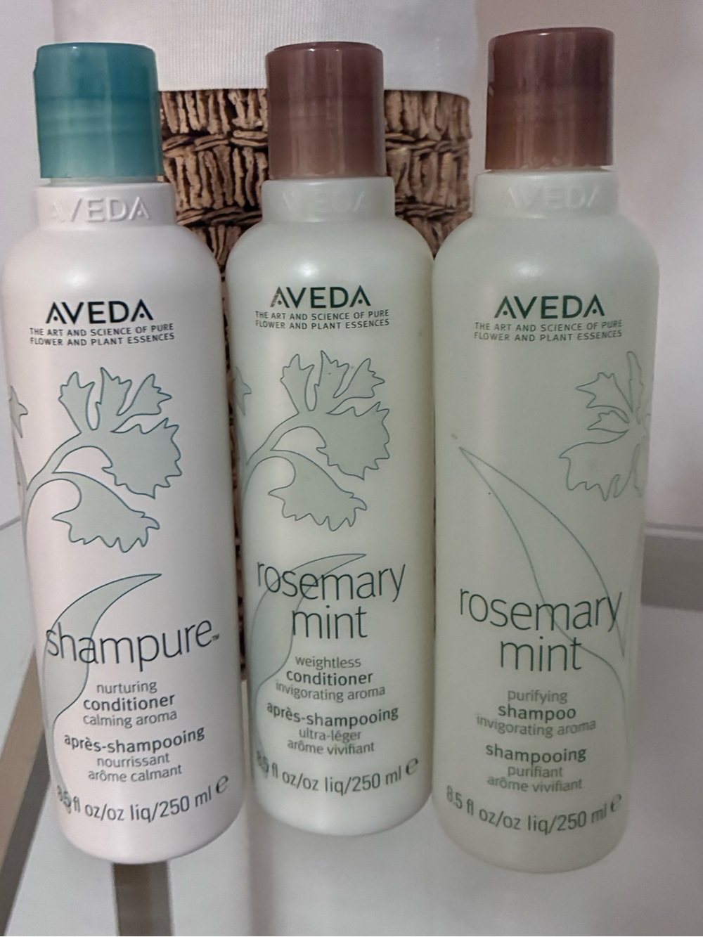 Aveda 3-Pc Haircare Set Shampure & Rosemary Mint Shampoo Conditioner